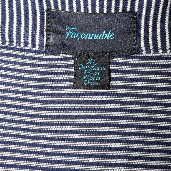 Faconnable Men’s | 100% Cotton Short Sleeve Front Pocket Polo Navy Stripes | XL - Picture 2 of 8